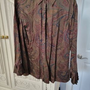 Lauren Ralph Lauren Paisley Button-Up in Burgundy and Brown